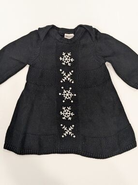Hanna Andersson Black Knit Baby Sweater Dress 6-12m
